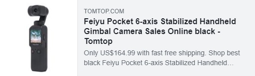 Caméra de poche à cardan stabilisée Feiyu Pocket 6 axes Objectif ultra grand angle 120 ° 4K / 60fps Enregistrement vidéo à écran tactile Prix: 164,99 $ Livré par la livraison hors taxes